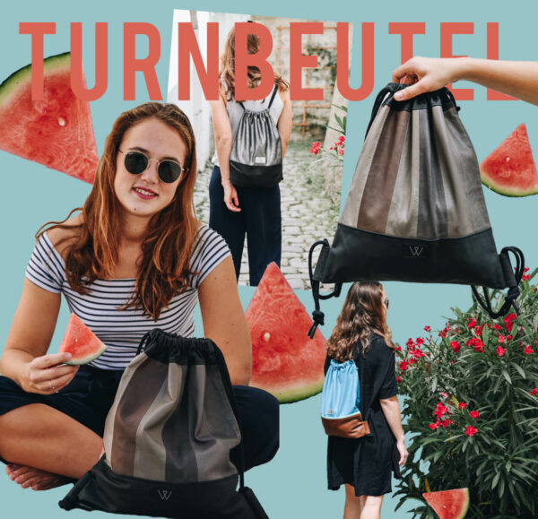Hipster Turnbeutel | Bunt | Wunschleder | Tasche | Made in Germany | Leder