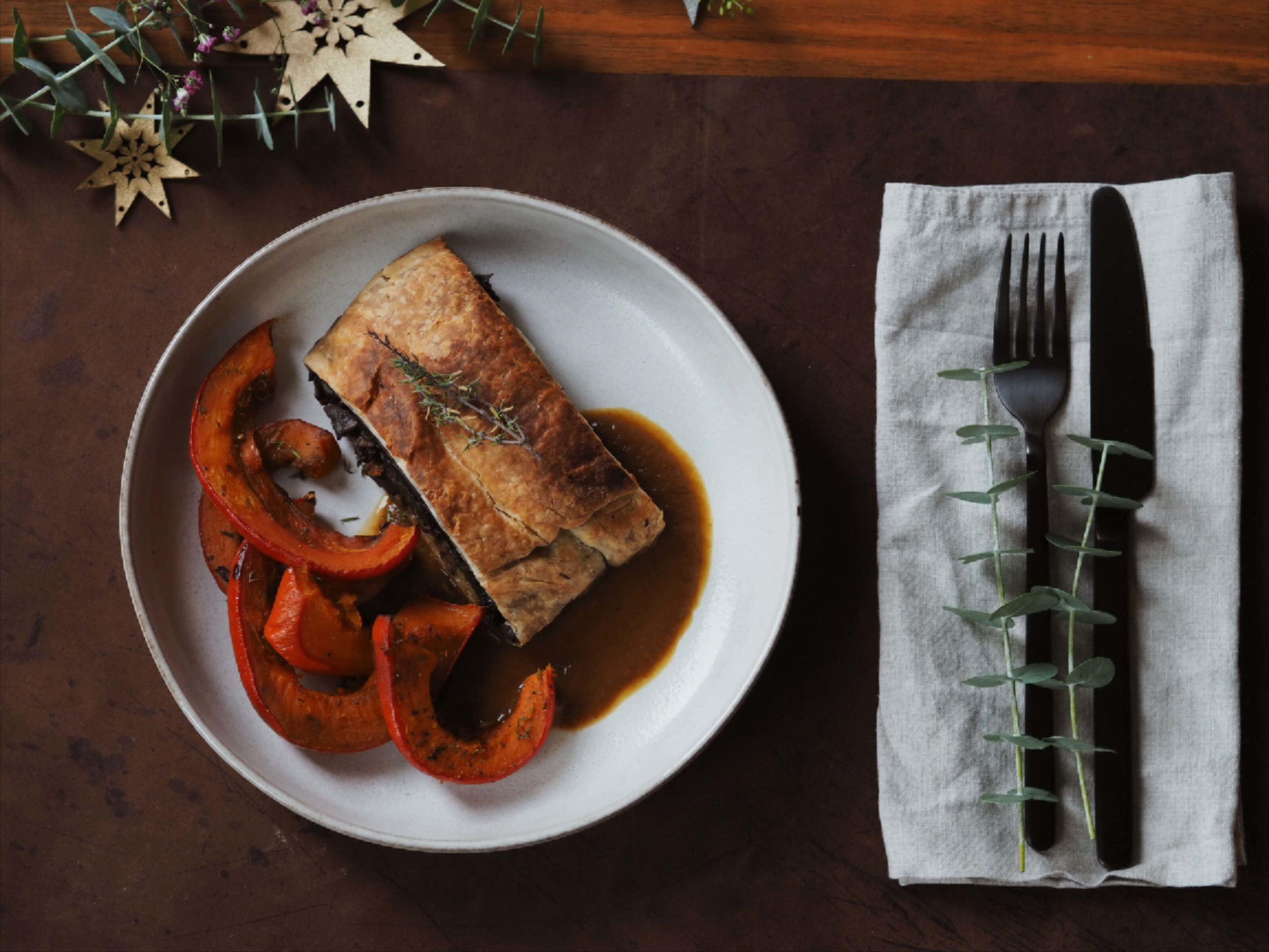 Vegetarisches Weihnachtsessen | Pilz Wellington | Ofenkürbis