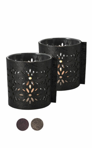 Windlichtglas | Leder | Metallic | 2 Stück | Wunschleder