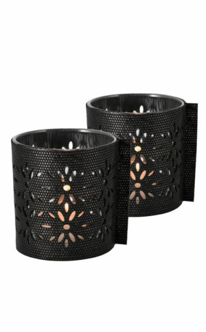 Windlichtglas | Leder | Metallic | 2 Stück | Wunschleder