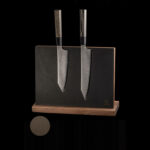 Messerblock Holz-Leder | magnetischer Messerblock | Holz Messerblock | Messerblock ohne Messer | Wunschleder