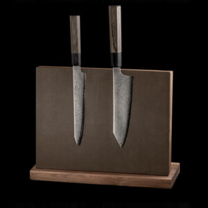 Messerblock Holz-Leder | magnetischer Messerblock | Holz Messerblock | Messerblock ohne Messer | Wunschleder
