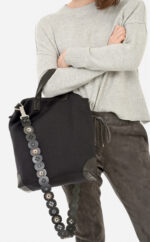 Crossbody Bag Leinen Leder | schwarze Handtasche | andgenähte Crossbody-Tasche | Wunschleder | Wunschleder