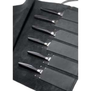 Rolltasche Rindleder Küchenmesser, schwarz | Wunschleder