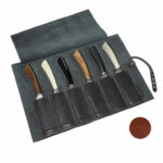 Steakmessertasche Leder 6 Köcher | Messertasche Steakmesser |Rolltasche für Messer | Wunschleder