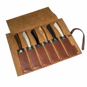Steakmessertasche Leder 6 Köcher | Messertasche Steakmesser |Rolltasche für Messer | Wunschleder