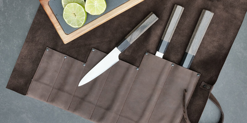 Messertasche Leder | Kochmessertasche Leder | Rolltasche für Messer Echtleder | Wunschleder