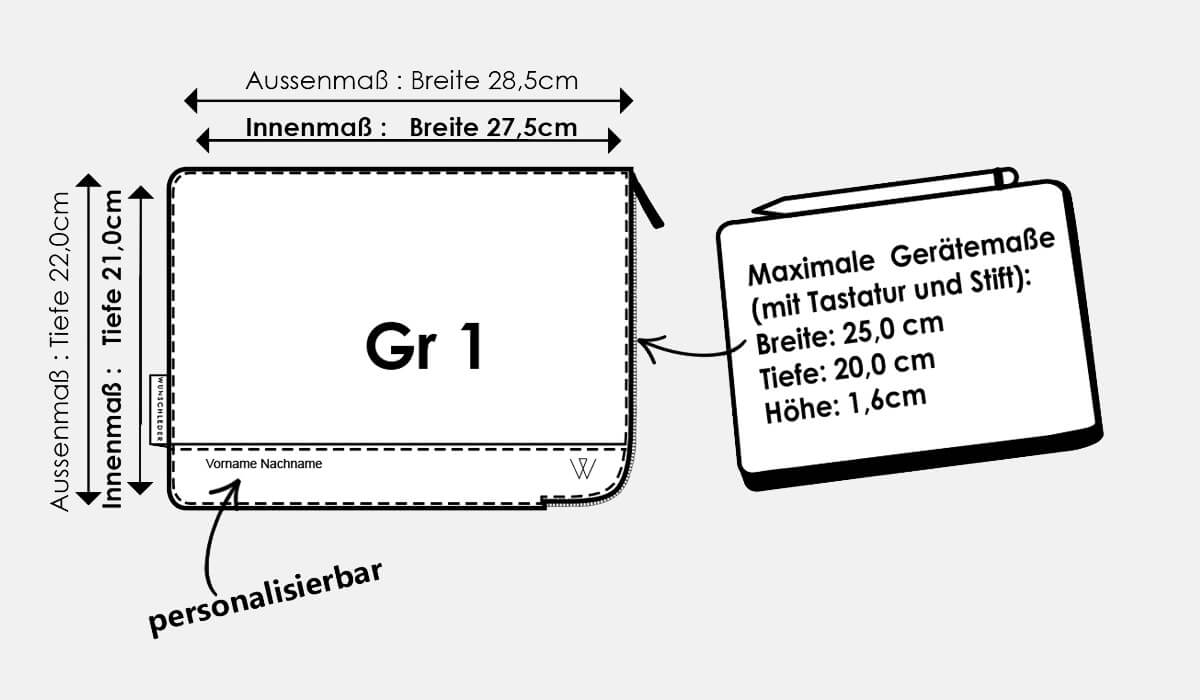 Welche Maße hat Größe 1?
