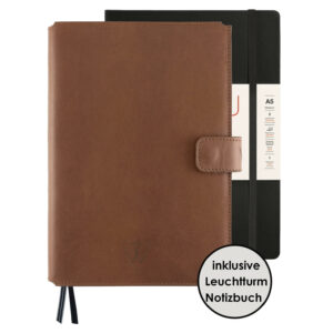 Notizbuch + Lederhülle A5 |Journal mit Ledereinband| Personalisierbare Lederhülle mit Buch |