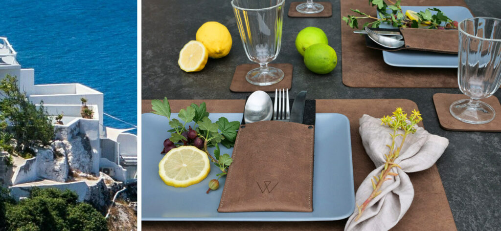 Mediterraner Tischdeko Trend 2026 mit blau-weißer Keramik, Zitrusfrüchten und Olivenzweigen – Esszimmer Deko Ideen mit Urlaubsfeeling, Wunschleder