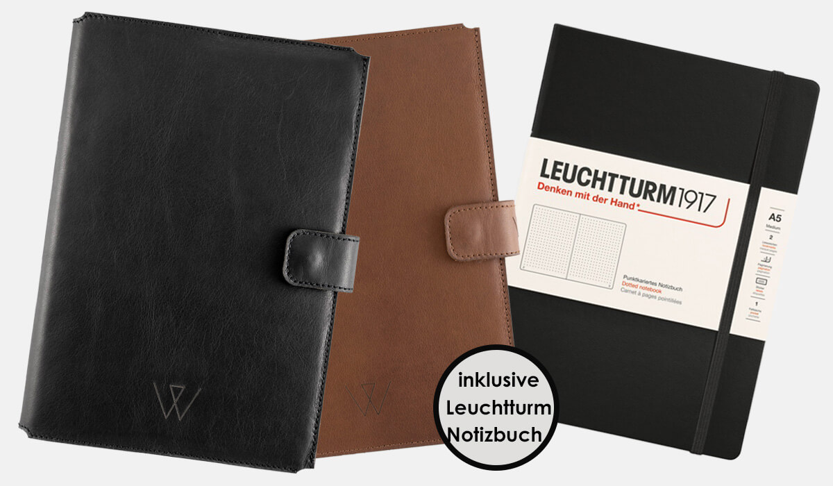 Notizbuch mit passender Lederhülle