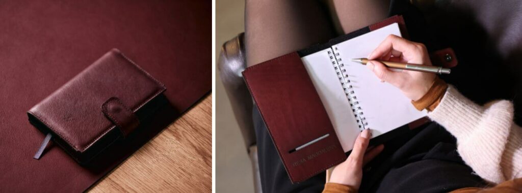 Analoger Kalender, Journal, Notizbuch, Kalenderhülle Leder, Buchhülle Leder, Wunschleder