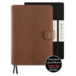 Lederhülle + Wochenkalender |Kalender mit Ledereinband| Personalisierbare Lederhülle mit Buchkalende