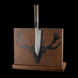 Messerblock Holz Leder |magnetischer Messerblock| Messerhalter magnetisch
