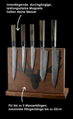 Messerblock Holz Leder |magnetischer Messerblock| Messerhalter magnetisch