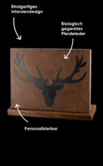 Messerblock Holz Leder |magnetischer Messerblock| Messerhalter magnetisch