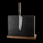 Messerblock Holz Leder |magnetischer Messerblock| Messerhalter magnetisch