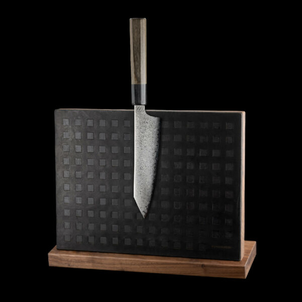 Messerblock Holz Leder |magnetischer Messerblock| Messerhalter magnetisch