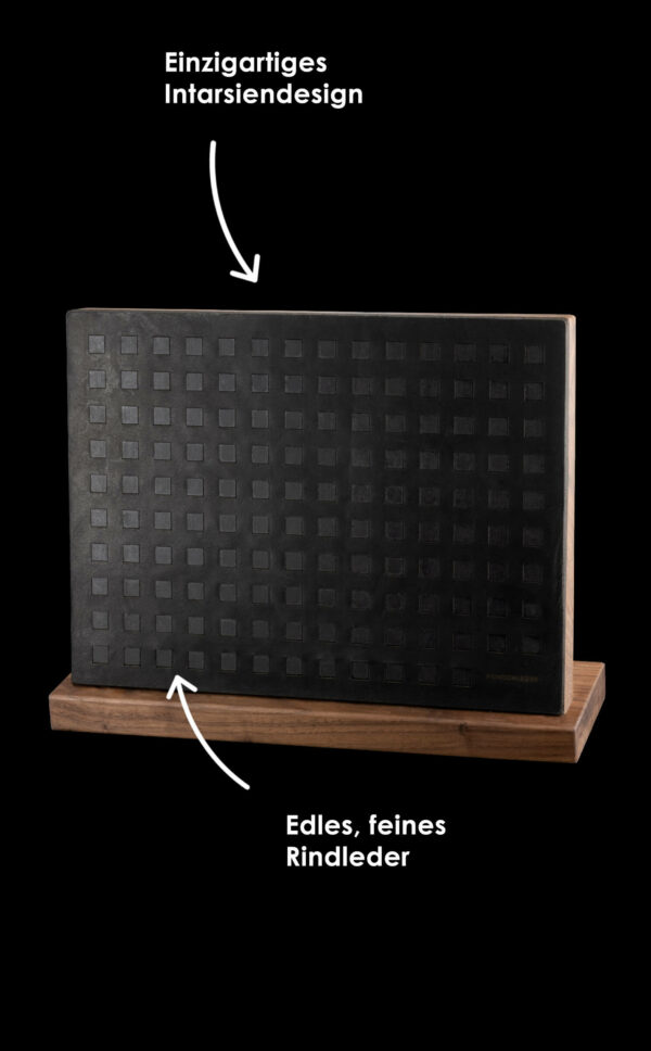 Messerblock Holz Leder |magnetischer Messerblock| Messerhalter magnetisch