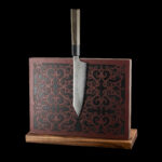 Messerblock Holz Leder |magnetischer Messerblock| Messerhalter magnetisch