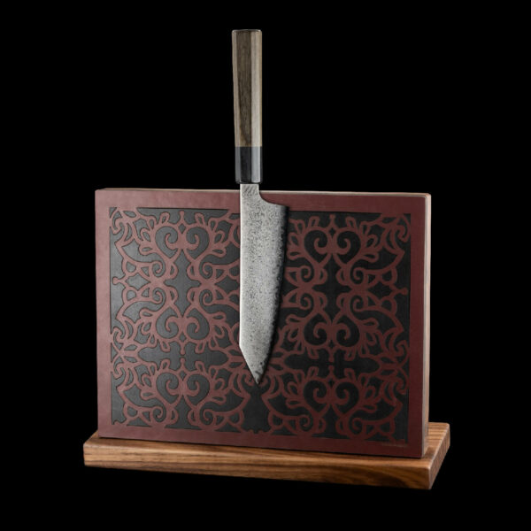 Messerblock Holz Leder |magnetischer Messerblock| Messerhalter magnetisch