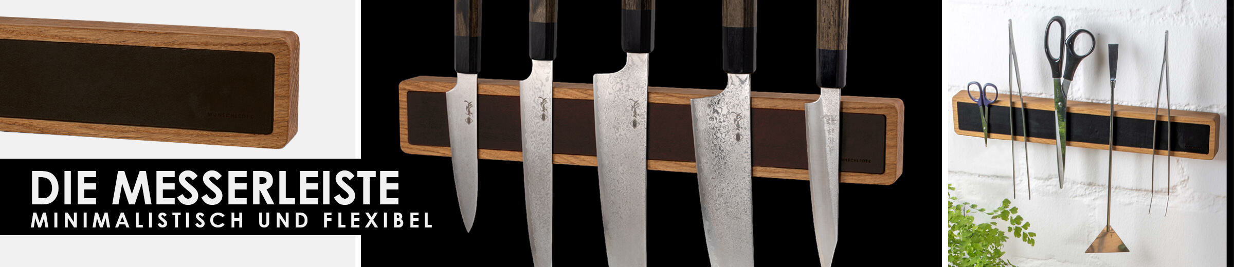 Magnetleiste Messer, Holzleiste magnetisch, Messerleiste Holz Leder, Messeraufbewahrung, Wunschleder