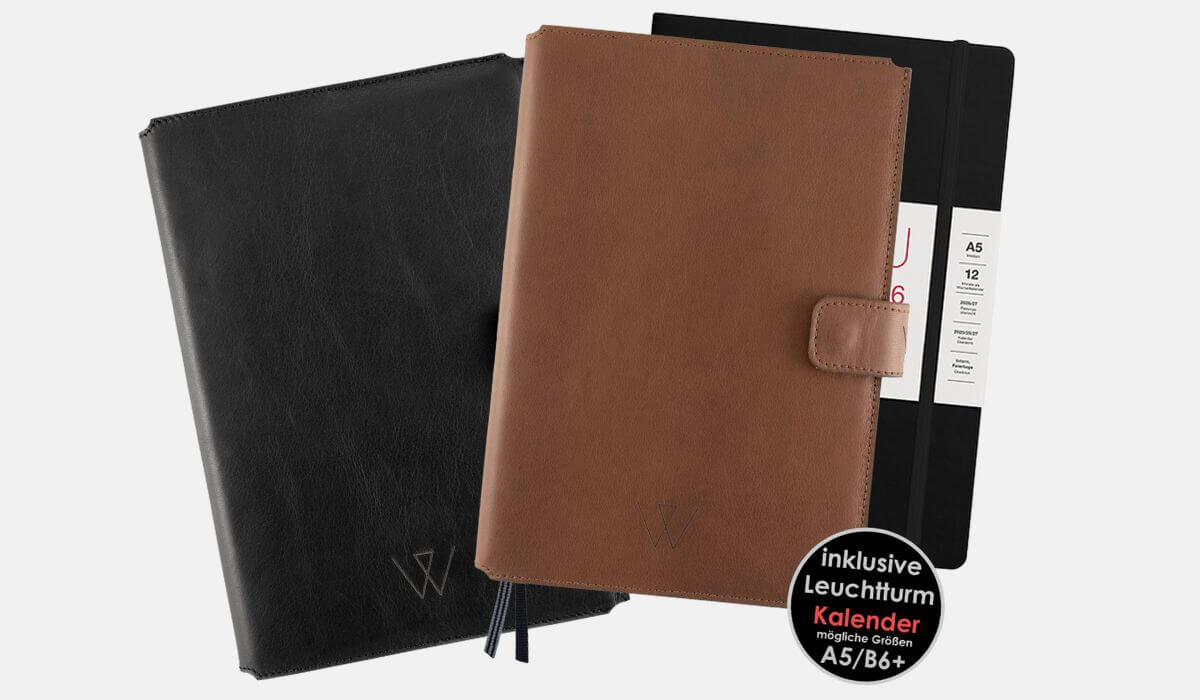 Kalender mit passender Lederhülle