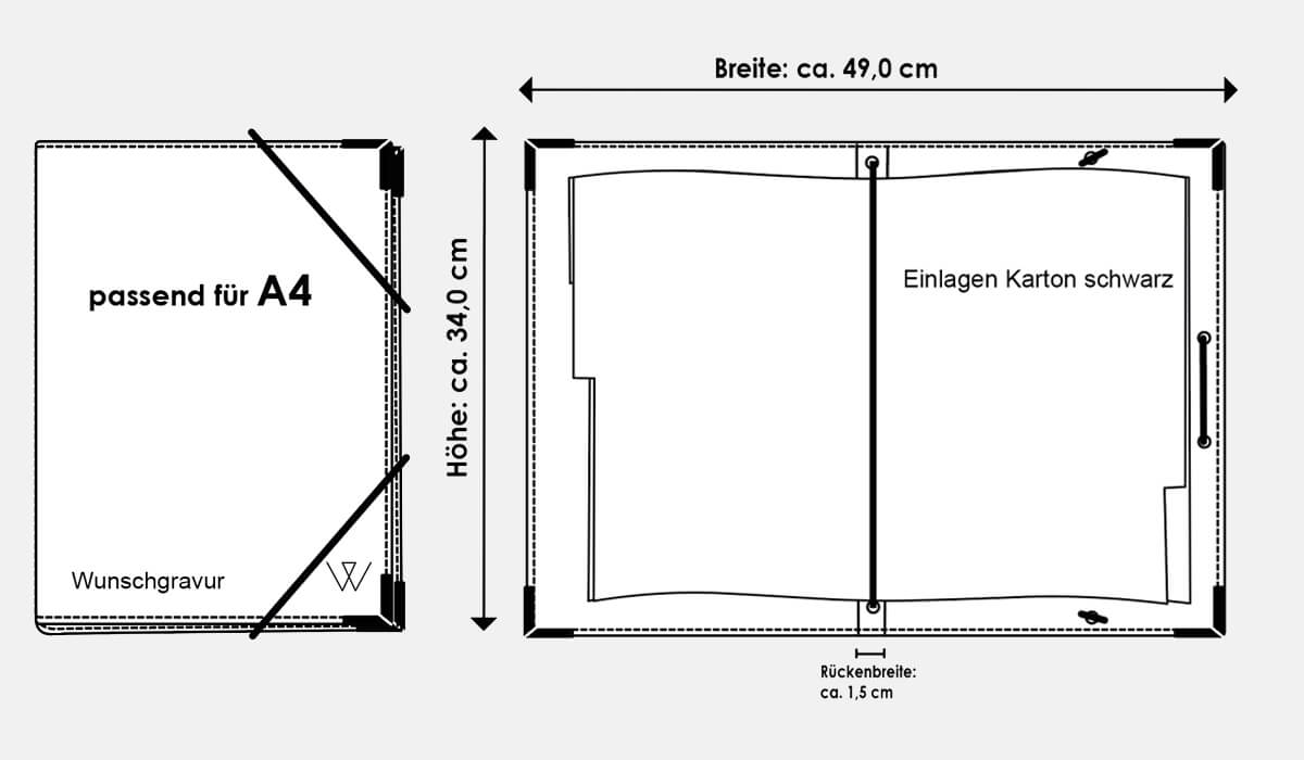 Maße Mappe für Dokumente in DIN A4