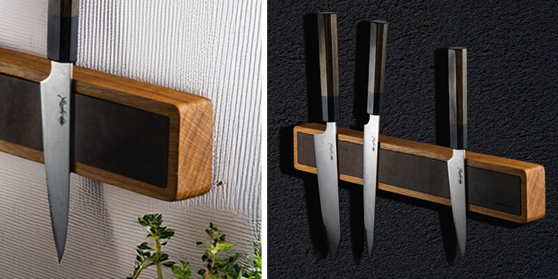 Magnetleiste Messer, Messerleiste Leder Holz, Messeraufbewahrung Leder, Wunschleder